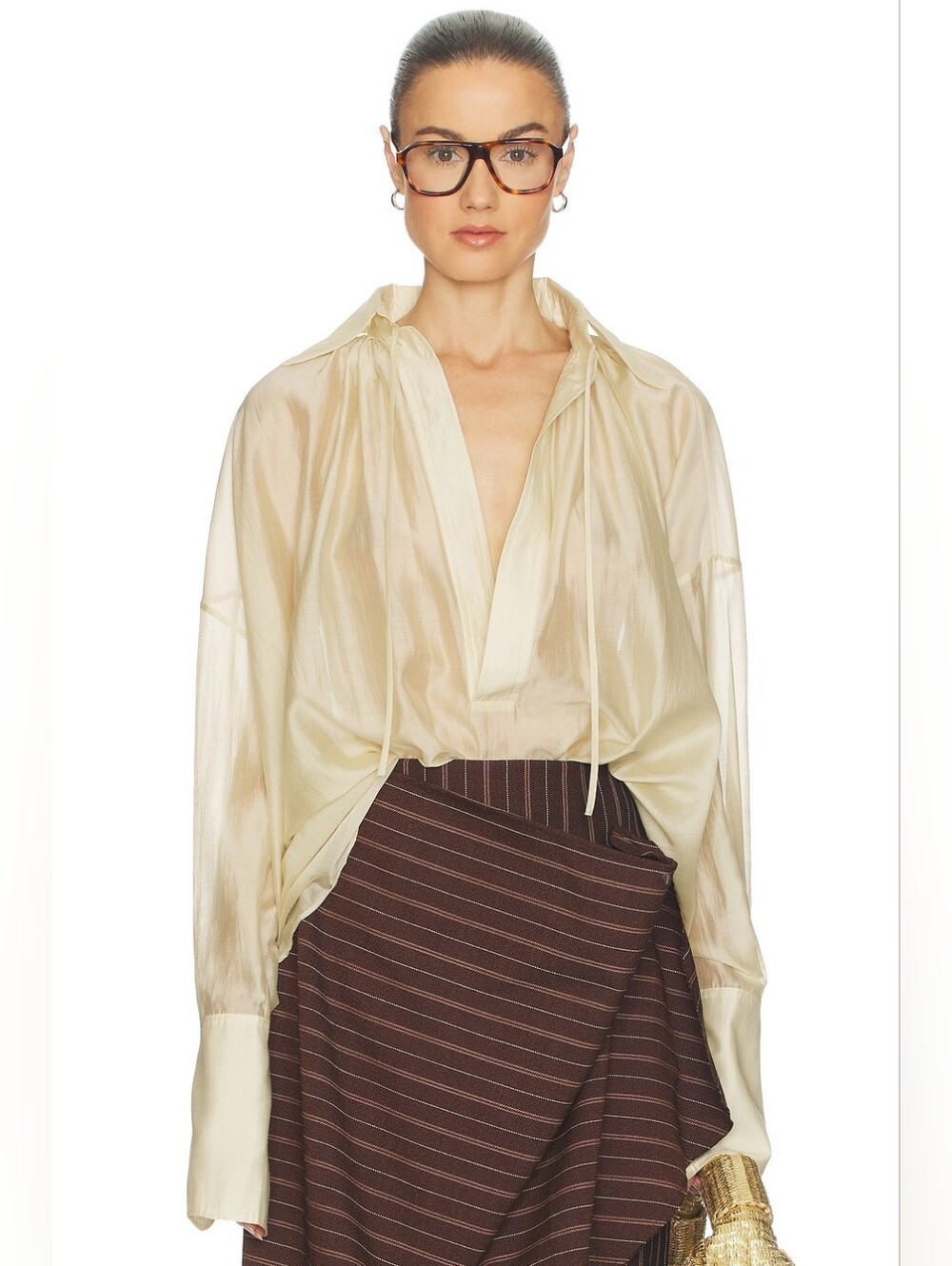 Helsa The Poet Blouse in Celadon